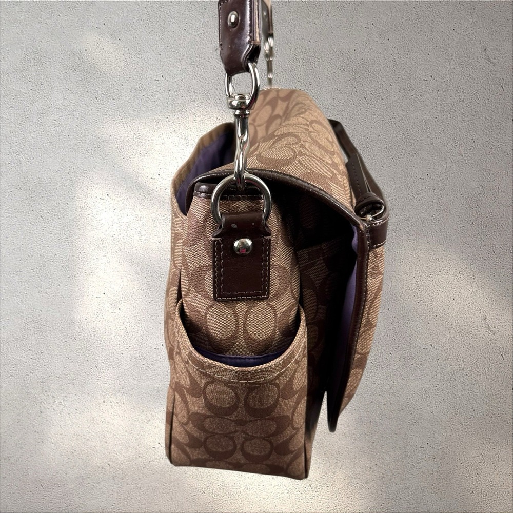 COACH ASHLEY SIGNATURE CANVAS BABY MESSENGER BAG F1276 F18373 BLACK GREY DIAPER - Picture 6 of 10
